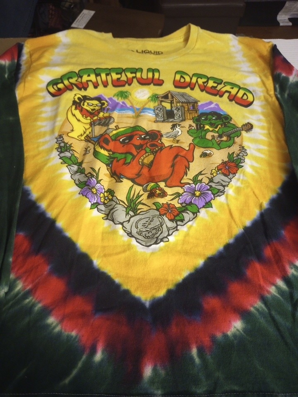 Grateful Dead Liquid Blue Grateful Dread Tye Dyed Long Sleeves Size Large
